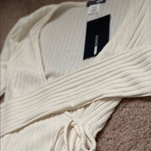 White Wrap Front Bodysuit